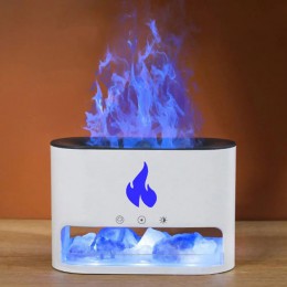 Лампа зволожувач повітря Docsal Flame 3 в 1 з соляним камінням, Портативний зволожувач лампа біла