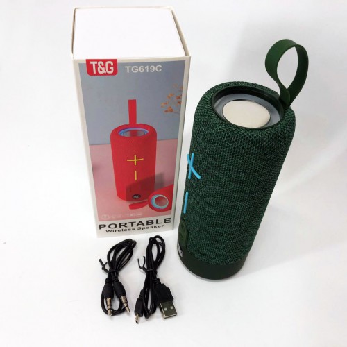 Портативна Bluetooth колонка TG619C FM-радіо USB/TF з ремінцем, колонка з акумулятором. Колір: зелений