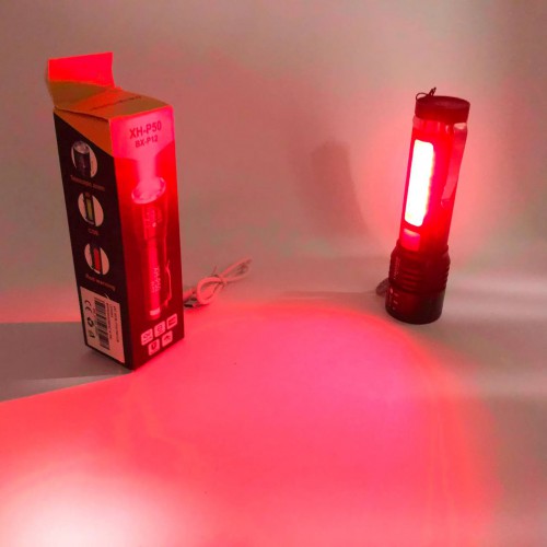 Ліхтар акумуляторний Bailong BL-P716-P50+COB white+red, Портативний світлодіодний ліхтар із зарядкою