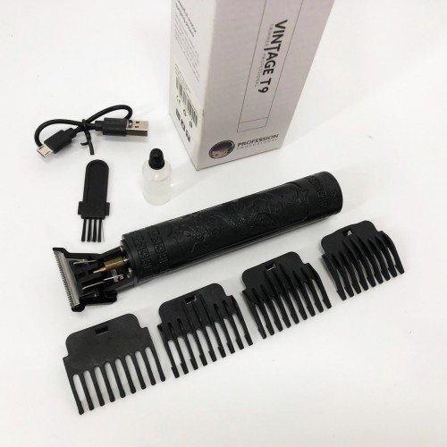 Машинка для стрижки волосся Vintage T9-2 BLACK 4 насадки