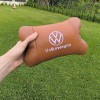 Набір подушок 2шт для автомобіля Volkswagen, з натуральної коричневої шкіри. Подушки на підголовник