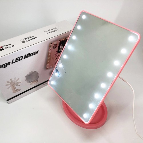 Дзеркало для макіяжу з 16 LED підсвічуванням Mirror, косметичне дзеркало з підсвічуванням. Колір: рожевий