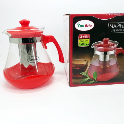 Чайник для заварювання Con Brio Green CB-6215 1,5 л, Чайник для заварювання якісний на кухню. Колір: червоний