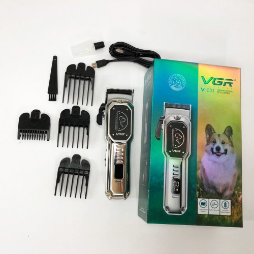 Акумуляторна машинка для стрижки тварин VGR V-201 4 насадки