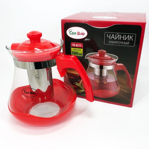 Чайник для заварювання Con Brio Green CB-6215 1,5 л, Чайник для заварювання якісний на кухню. Колір: червоний