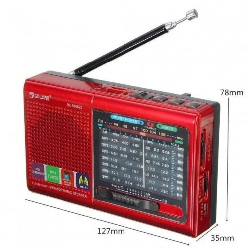 Портативна стовпчик радіо MP3 USB Golon RX-6622. Колір: червоний