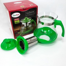 Чайник заварювальний Con Brio Green CB-6215 1,5 л, Чайник самовар скляний. Колір: зелений