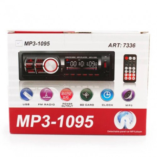 Автомагнітола MP3 1095/7336 BT ISO зі знімною панеллю 1DIN 4х50Вт, Автомагнітола стерео звук