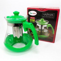 Чайник заварювальний Con Brio Green CB-6215 1,5 л, Чайник самовар скляний. Колір: зелений
