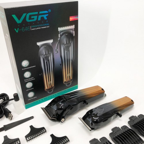 Комплект VGR 2 в 1 V-646 акумуляторна машинка для стрижки та триммер