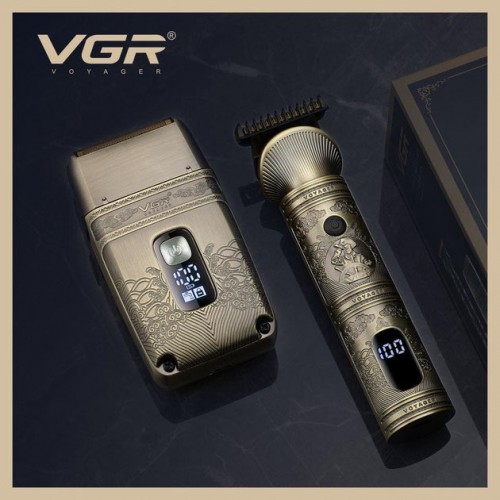 Провідний професійний набір машинка для стрижки та шейвер VGR V-649, Чоловічий акумуляторний тример