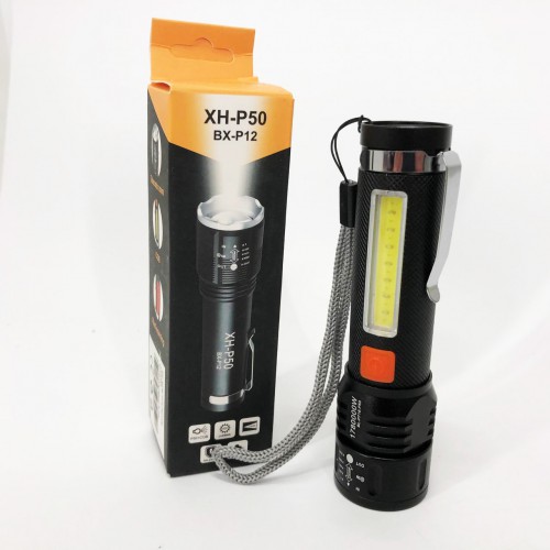 Ліхтар акумуляторний Bailong BL-P716-P50+COB white+red, Портативний світлодіодний ліхтар із зарядкою