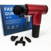 Акумуляторний масажер Fascial Gun KH-320 портативний ручний ударний м'язовий пістолет 4 насадки червоний