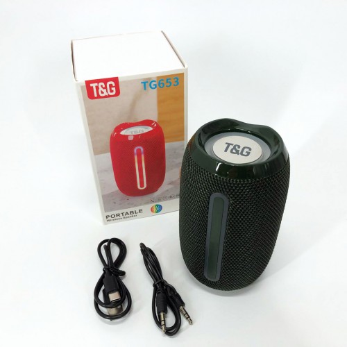 Портативна Bluetooth-колонка TG653 USB з ремінцем бездротова колонка портативна потужна. Колір: зелений
