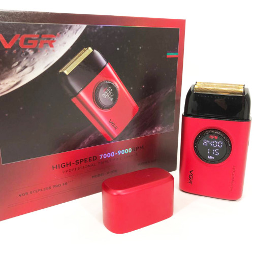 Електробритва VGR V-378 RED шейвер, подвійне лезо + триммер, регулювання потужності 7000-9000 RPM