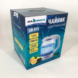 Електрочайник SeaBreeze SB-015 1.8 л, чайники з підсвічуванням, електронний чайник, тихий електричний чайник