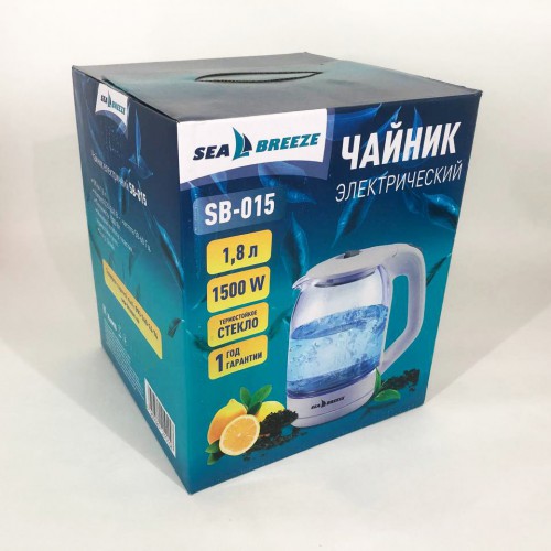 Електрочайник SeaBreeze SB-015 1.8 л, чайники з підсвічуванням, електронний чайник, тихий електричний чайник