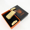 Дугова електроімпульсна запальничка USB Герб України індикатор заряду, ліхтарик HL-442. Колір: золотий