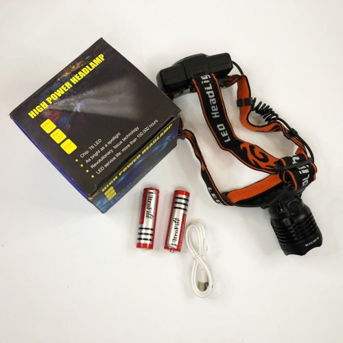 Ліхтар налобний Police BL-2189 T6 (MicroUSB), універсальний, з оптичним зумом, водонепроникний ліхтар
