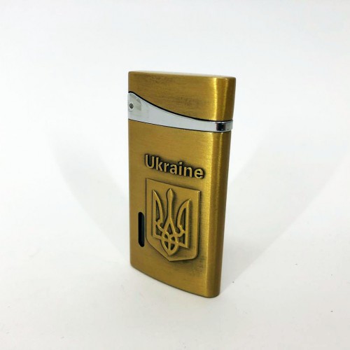 Турбо запальничка, кишенькова запальничка "Ukraine" 325, незвичайна запальничка, вітрозахисна. Колір: золотий