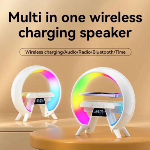 LED Лампа нічник з бездротовою зарядкою та Bluetooth динаміком G-Lite XM-X63, Годинник хамелеон з будильник