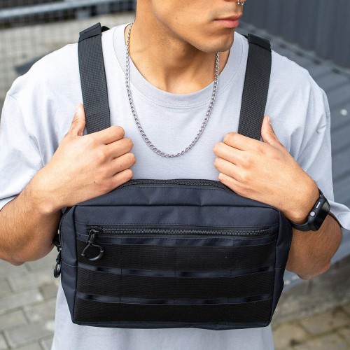 Тактична нагрудна сумка з Cordura 1000D, розгрузка чоловіча чорна