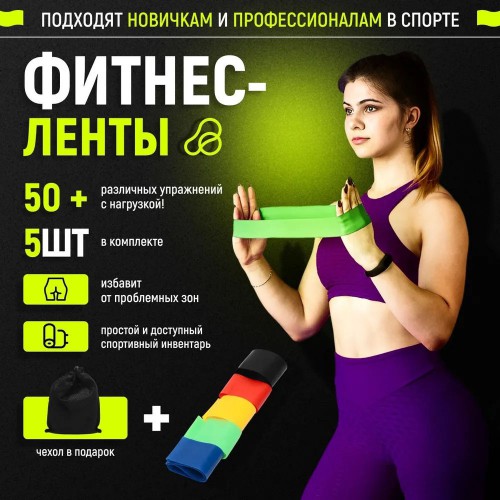 Гумка для фітнесу Fit Simplify GO DO 5 шт, спортивна гумка для тренувань, гума для тренувань