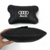 Набір автодушки 2шт на підголовник Audi / Ауді з натуральної шкіри чорна / Підголовник в машину