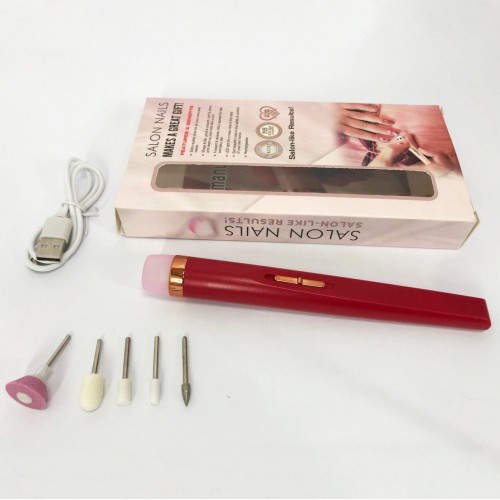 Фрезер для манікюру та педикюру Flawless Salon Nails, машинка для зняття манікюру. Колір: червоний
