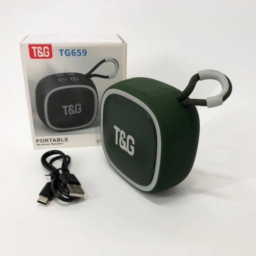 Портативна Bluetooth-колонка TG659 з ремінцем, Бездротова колонка портативна потужна. Колір: зелений