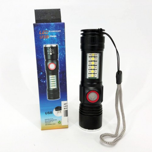 Ліхтар SY-1903C-P50+SMD+RGB Alarm, ЗУ USB, кишеньковий ліхтар із usb зарядкою, надпотужний ліхтарик