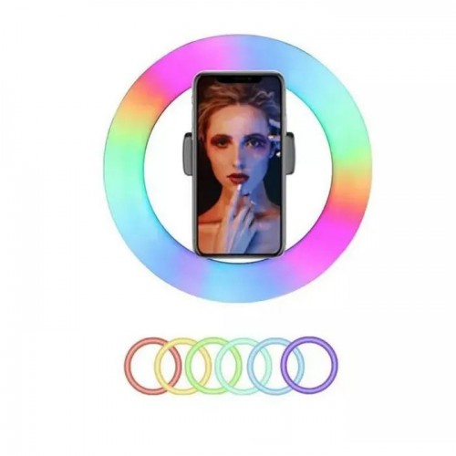 Кільцева світлодіодна лампа RGB LED RING MJ26 26 см з утримувачем телефону, кільцева лампа велика