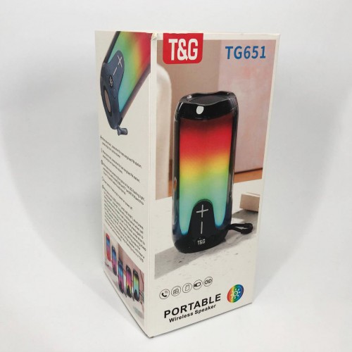 Bluetooth-колонка TG651 з RGB ПІДСВІТКОМ, акумуляторна колонка для музики, для вечірки. Колір: синій