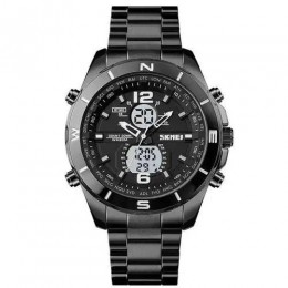 Годинник наручний чоловічий SKMEI 1670BKWT BLACK-WHITE, Армійський годинник протиударний. Колір: чорний