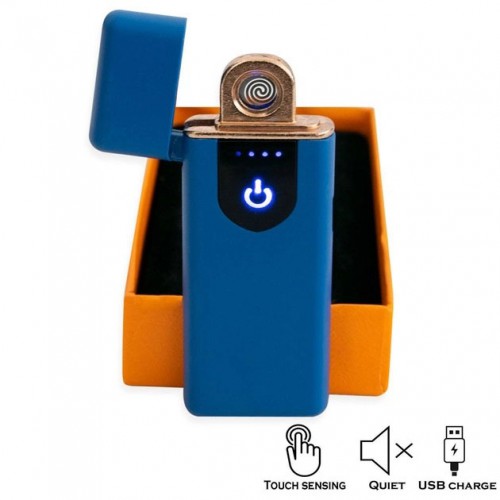 Електрозапальничка USB ZGP ABS, сенсорна електрична запальничка спіральна. Колір: синій