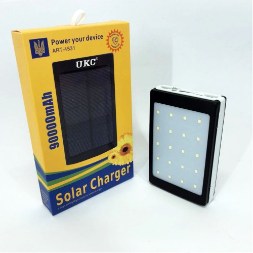 УМБ Power Bank Solar 90000 mAh мобільне зарядне з сонячною панеллю та лампою, Power Bank Charger Батарея