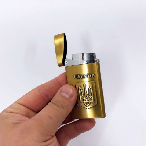 Турбо запальничка, кишенькова запальничка "Ukraine" 325, незвичайна запальничка, вітрозахисна. Колір: золотий