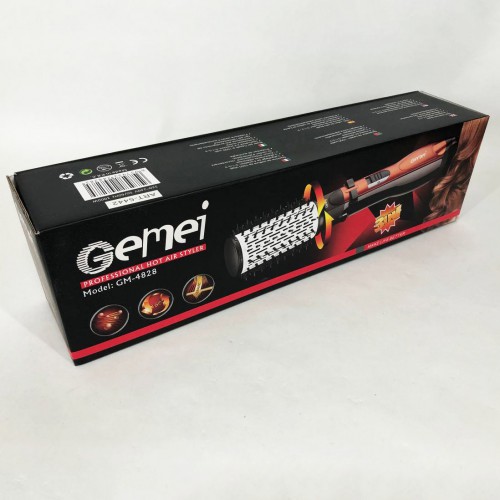 Фен Щітка Gemei Gm-4828 Браш Стайлер гребінець Для Брашинга, Фен щітка 3 в 1, Фен браш Gemei 