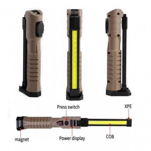 Світлодіодний ліхтар Power Bank кемпінг WL-08 XPE+COB, червоний+білий+жовтий, магніт, гачок