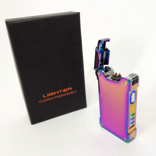 Дугова електроімпульсна запальничка із USB-зарядкою ліхтариком LIGHTER HL-437. Колір: хамелеон