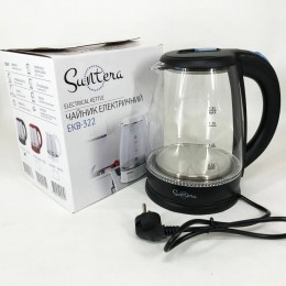 Скляні електричні чайники з підсвічуванням Suntera EKB-322B 1500 Вт, чайники з підсвічуванням. Колір: чорний