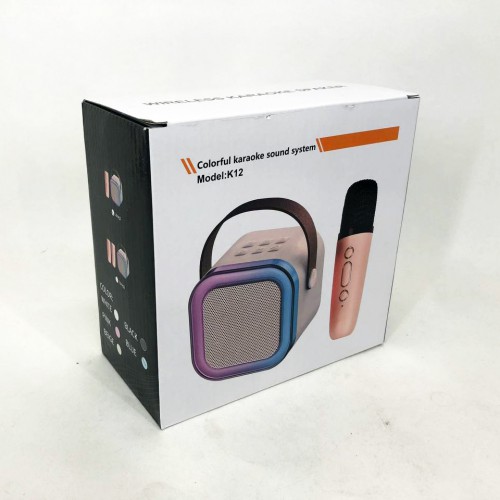 Портативна колонка з караоке мікрофоном та RGB підсвічуванням K12 10W Bluetooth. Колір: блакитний