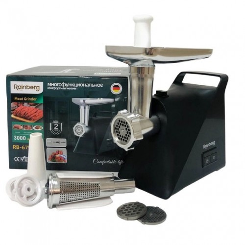 М'ясорубка Rainberg RB-679 3000W із соковижималкою, електром'ясорубка для дому, електром'ясорубка з реверсом