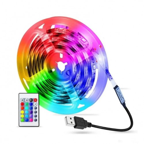 Світлодіодна стрічка SMD 5050 RGB LED 2 м IP65 з пультом та блоком живлення USB, 2м, Стрічка світлодіодна 5050
