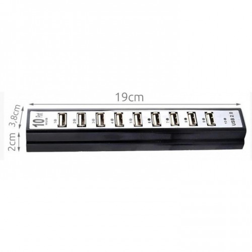 Розгалужувач USB HUB на 10 портів з активною зарядкою 220V, Розгалужувач юсб, Хаб для ноутбука