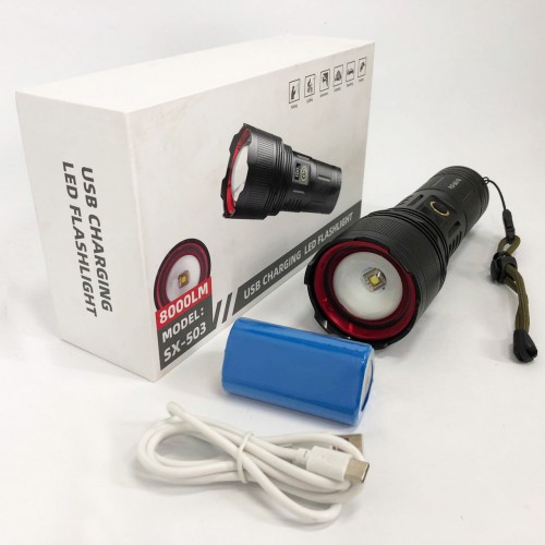 Ліхтар ручний акумуляторний PLD-503-TG powerbank, потужний акумуляторний лед ліхтарик, супер яскравий ліхтарик
