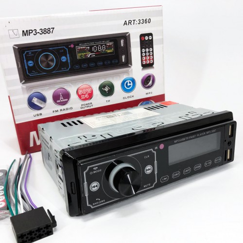 Автомагнітола MP3 3887 ISO 1DIN сенсорний дисплей LED/LCD, Автомобільна магнітола 1din штатна