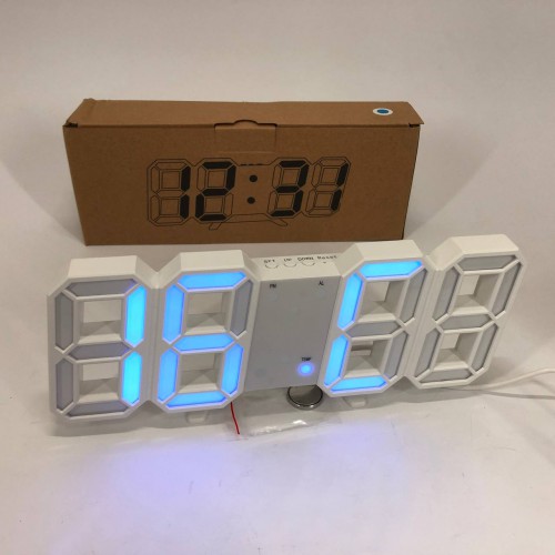 Годинник настільний LY-1089 з білим підсвічуванням LED синій, Годинник настільний професійний електронний