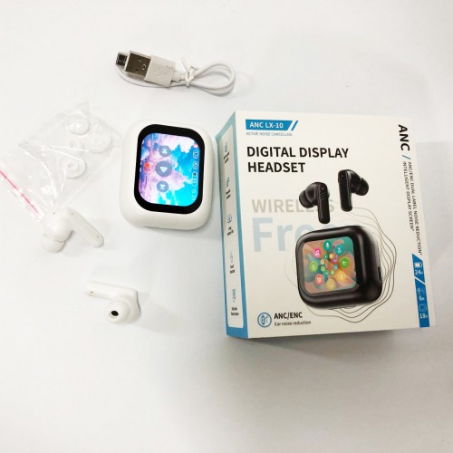 Навушники бездротові LX-10 TWS Earbuds з LED дисплеєм, Bluetooth гарнітури, Вакуумні навушники. Колір: білий