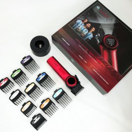Професійна машинка для стрижки волосся VGR V-001 RED з дисплеєм 9000 об та 10 насадками (1,5-24 мм)